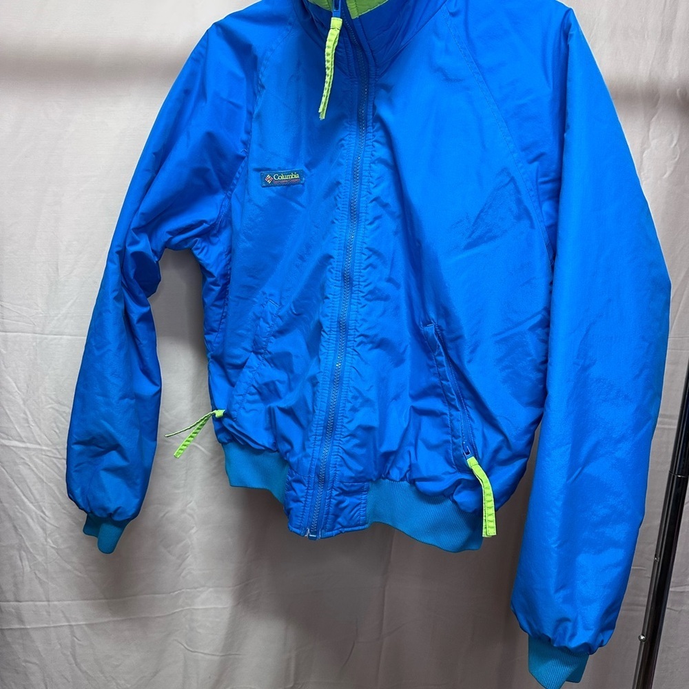 Vintage 90s Columbia Bright Blue Jacket with Neon Green Details